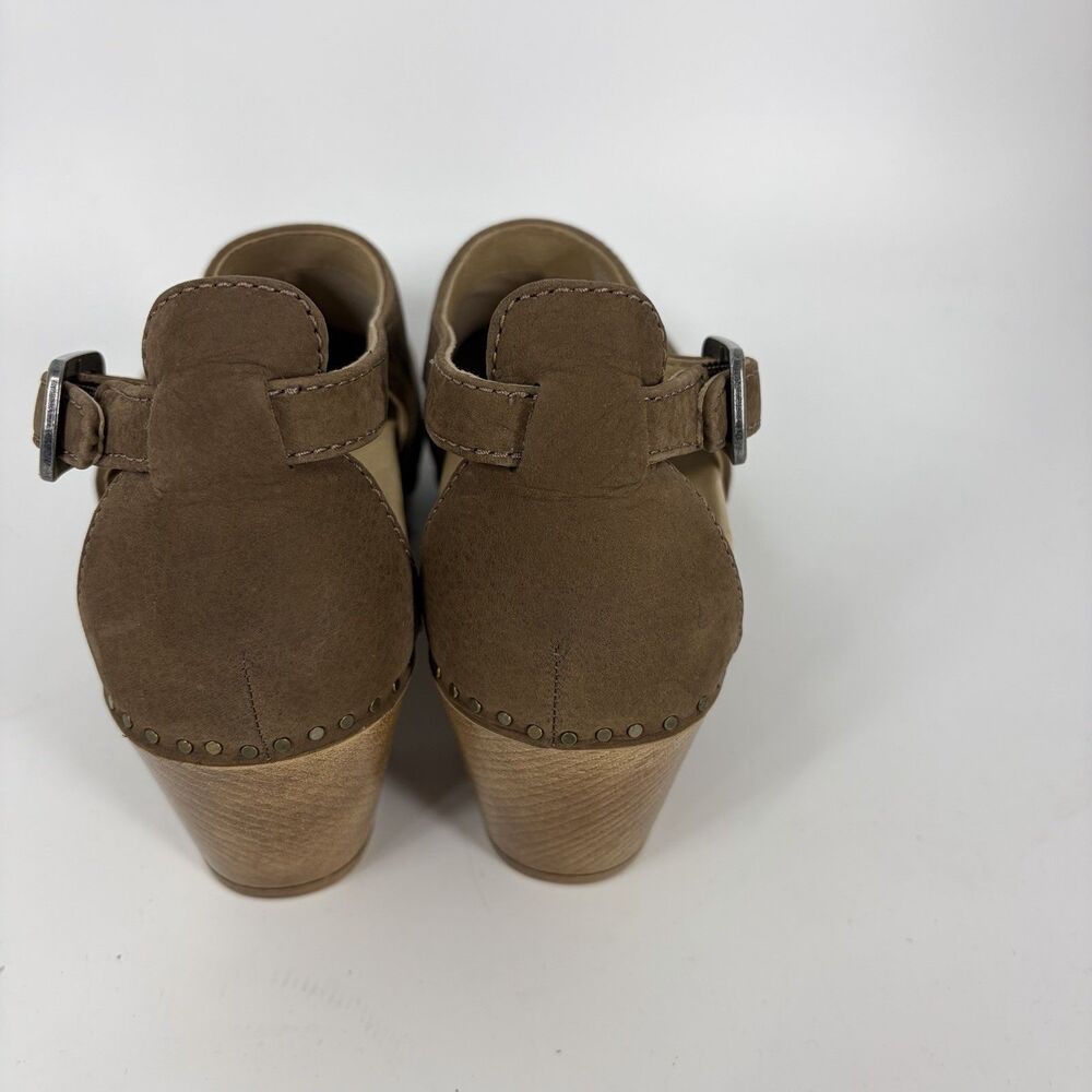 Dansko Sassy Shoes Size 38 Womens 7.5 8 Brown Leather Cutout Slingback Clog Heel - Picture 5 of 10